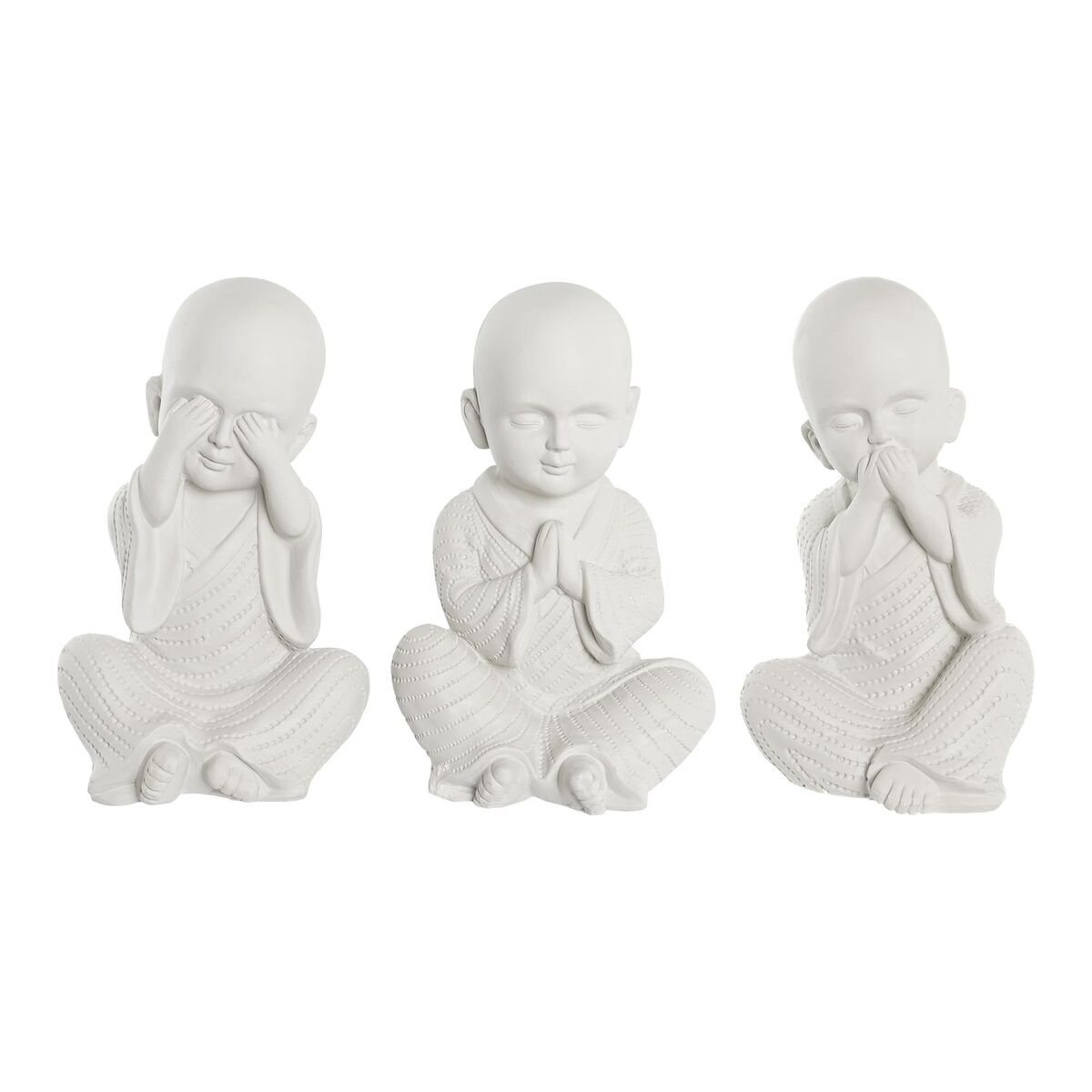 DKD Home Decor - Figura Decorativa DKD Home Decor 24 x 22 x 39 cm Branco Monge Oriental (3 Peças)