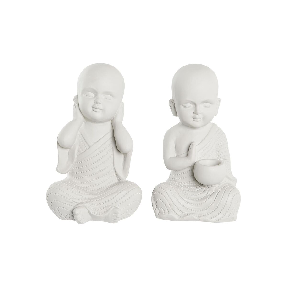 DKD Home Decor - Figura Decorativa DKD Home Decor 25,5 x 19 x 39 cm Branco Monge Oriental (2 Unidades)