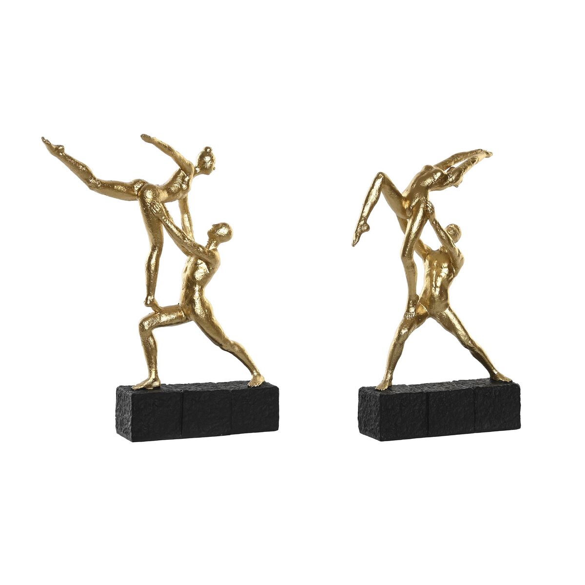 DKD Home Decor - Figura Decorativa DKD Home Decor 21 x 5,5 x 25,5 cm Preto Dourado Ginasta (2 Unidades)