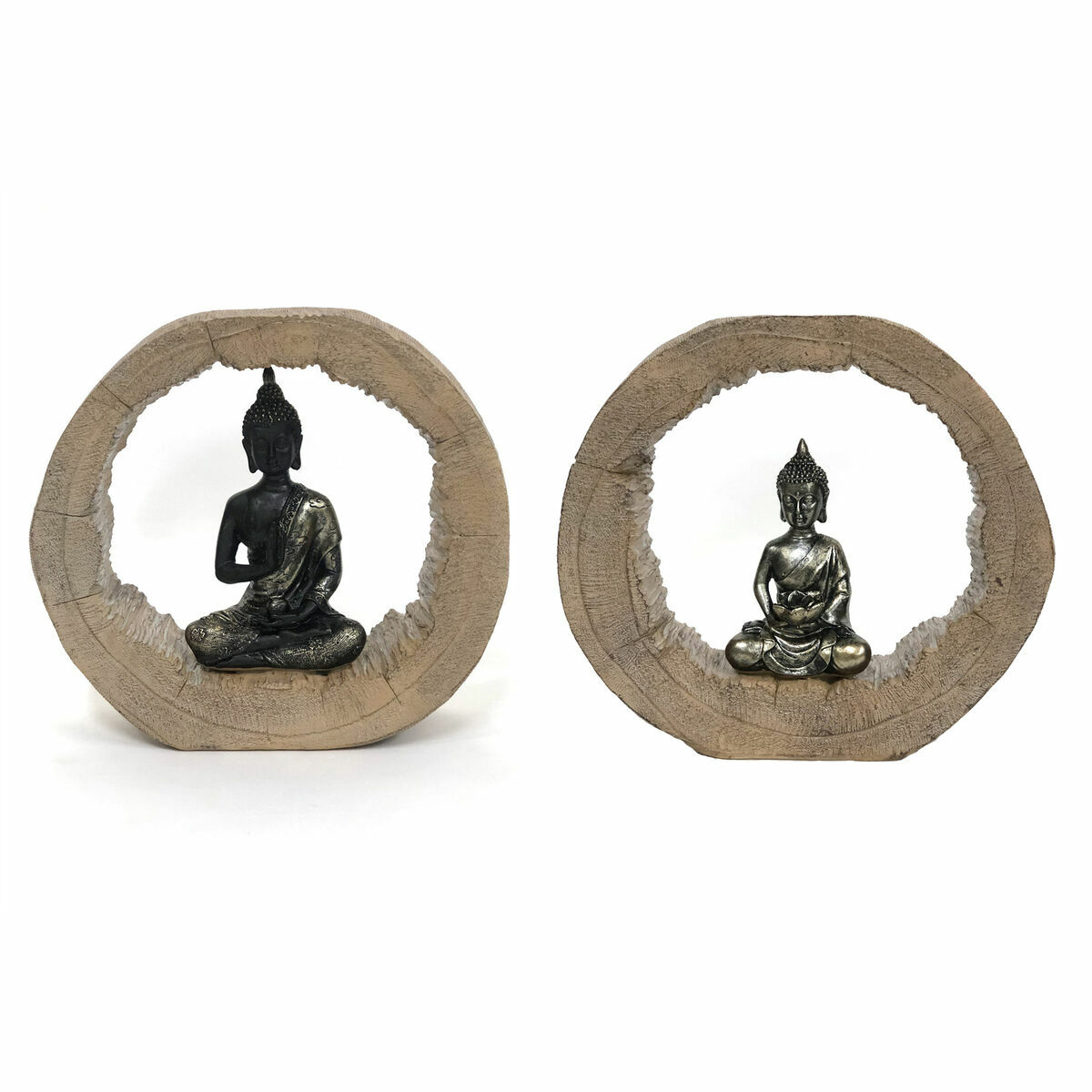 DKD Home Decor - Figura Decorativa DKD Home Decor Preto Natural Buda 20,5 x 6 x 18,5 cm (2 Unidades)