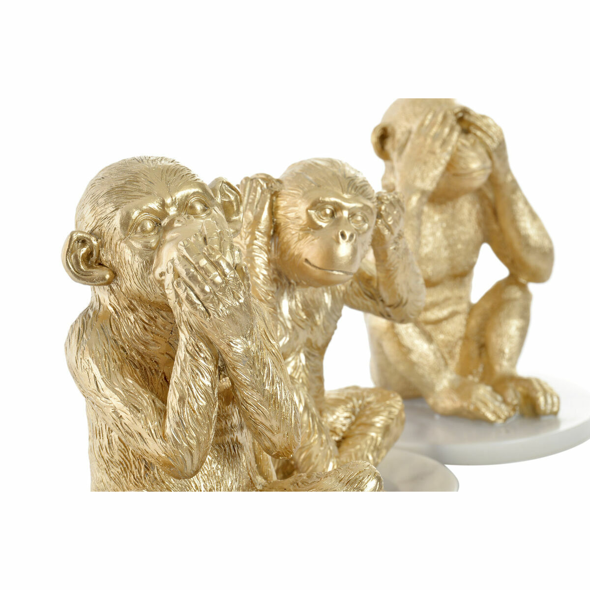 imagem de Figura Decorativa DKD Home Decor Branco Dourado Tropical Macacos 10,5 x 10,5 x 18,5 cm (3 Peças)3