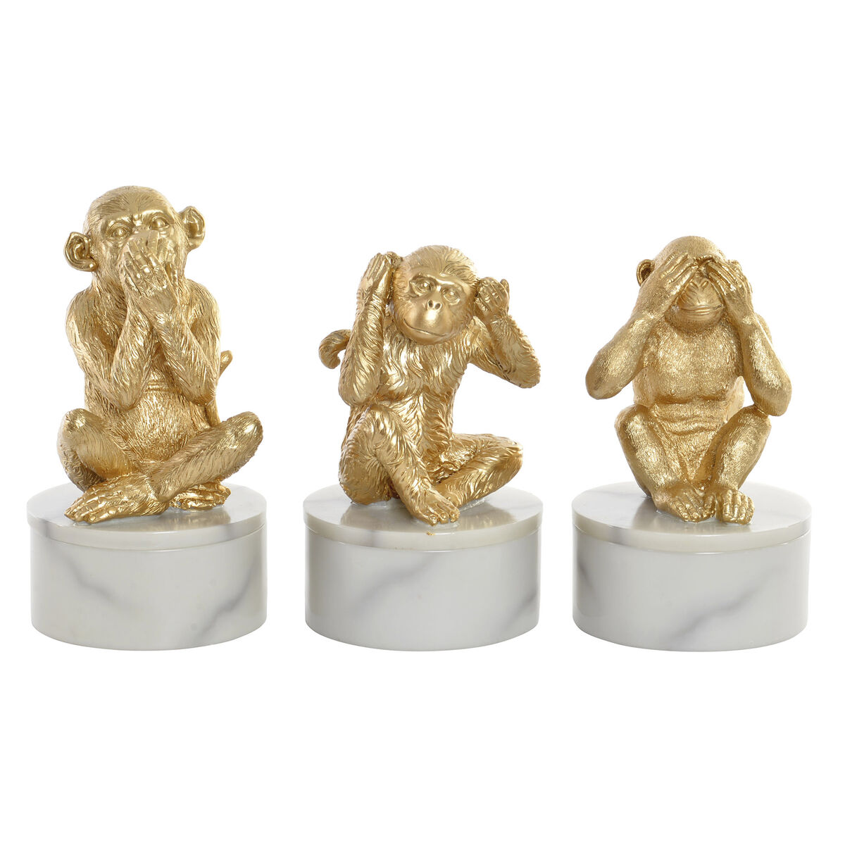 imagem de Figura Decorativa DKD Home Decor Branco Dourado Tropical Macacos 10,5 x 10,5 x 18,5 cm (3 Peças)1