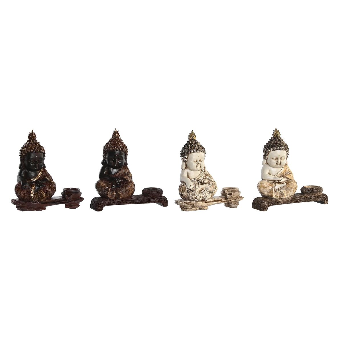 DKD Home Decor - Figura Decorativa DKD Home Decor 22 x 8,2 x 23 cm Vermelho Bege Buda Oriental (4 Peças)