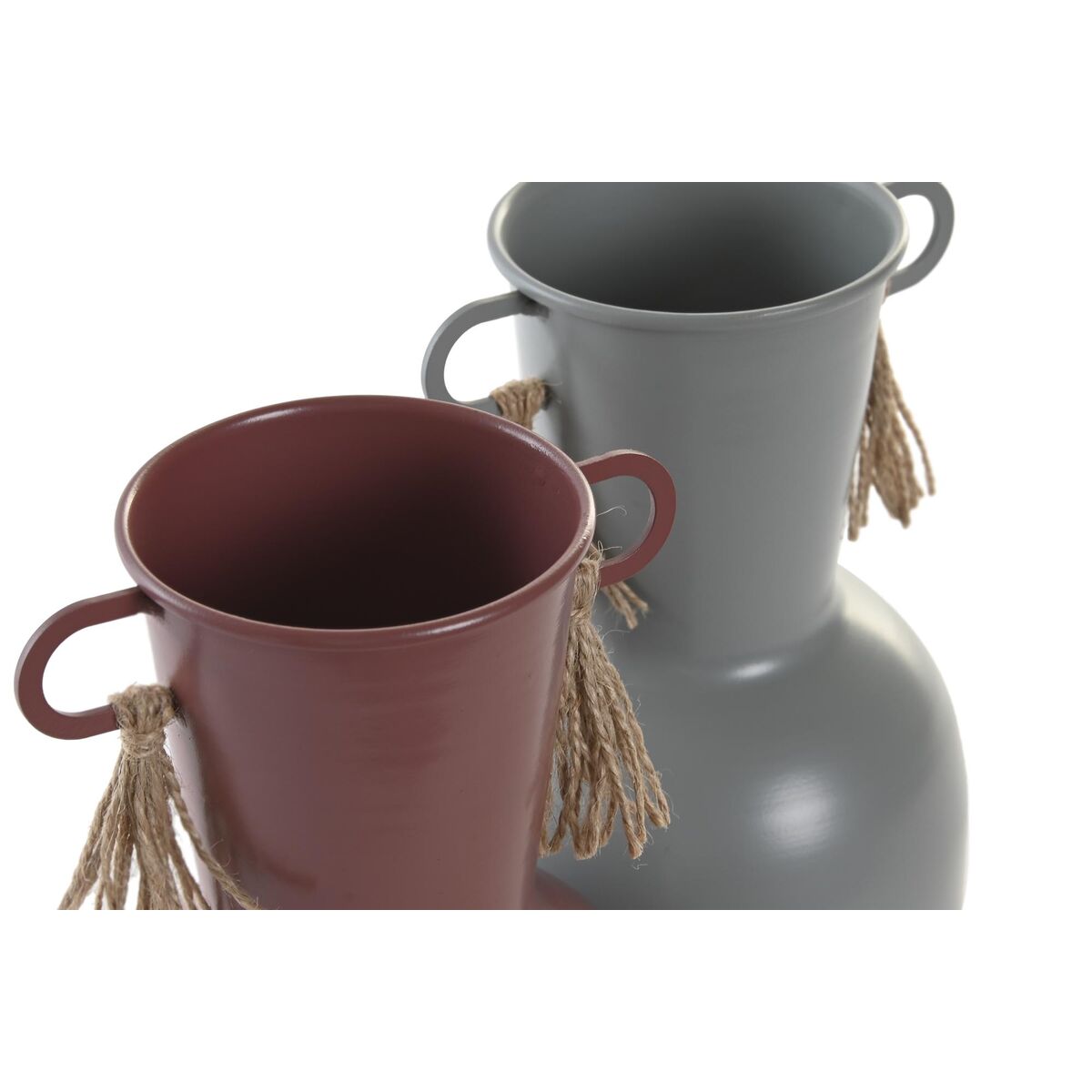 imagem de Vaso DKD Home Decor 14 x 13 x 24 cm Cinzento Metal Terracota (2 Unidades)3