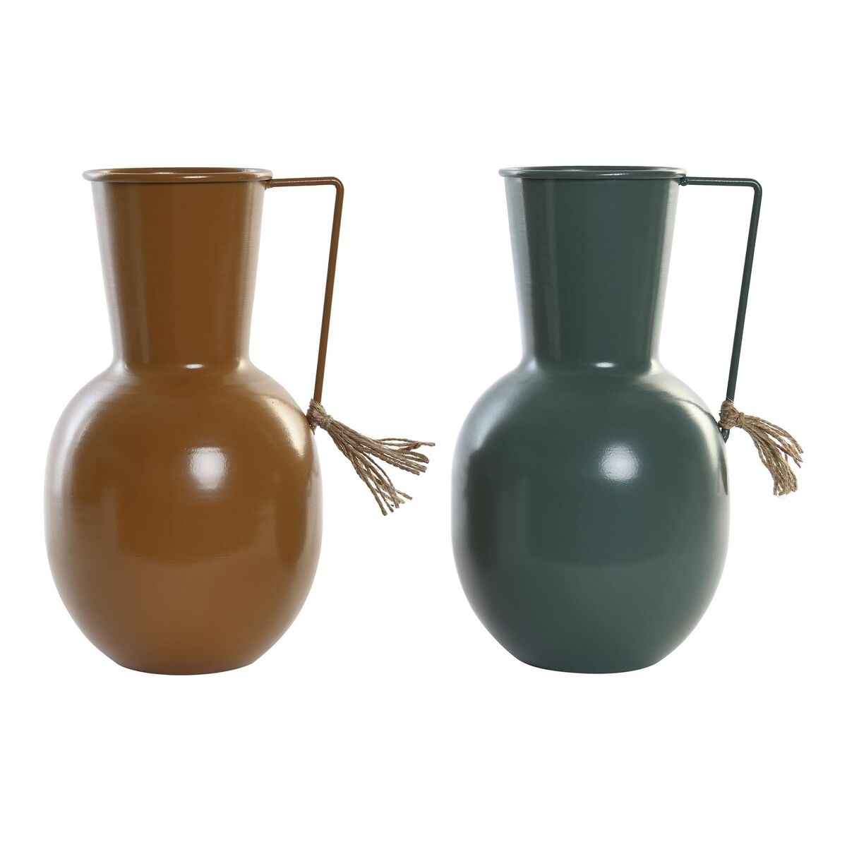 DKD Home Decor - Vaso DKD Home Decor 14.5 x 13 x 24 cm Metal Laranja Verde Mostarda (2 Unidades)