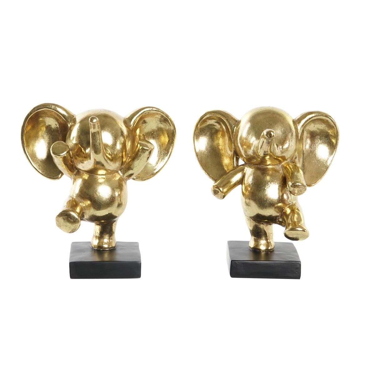 DKD Home Decor - Figura Decorativa DKD Home Decor 19 x 14 x 20,5 cm Elefante Preto Dourado (2 Unidades)