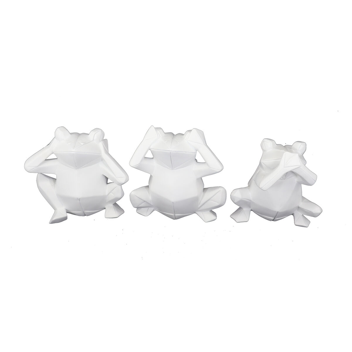 DKD Home Decor - Figura Decorativa DKD Home Decor 18,5 x 13 x 17,8 cm Branco Rã (3 Unidades)