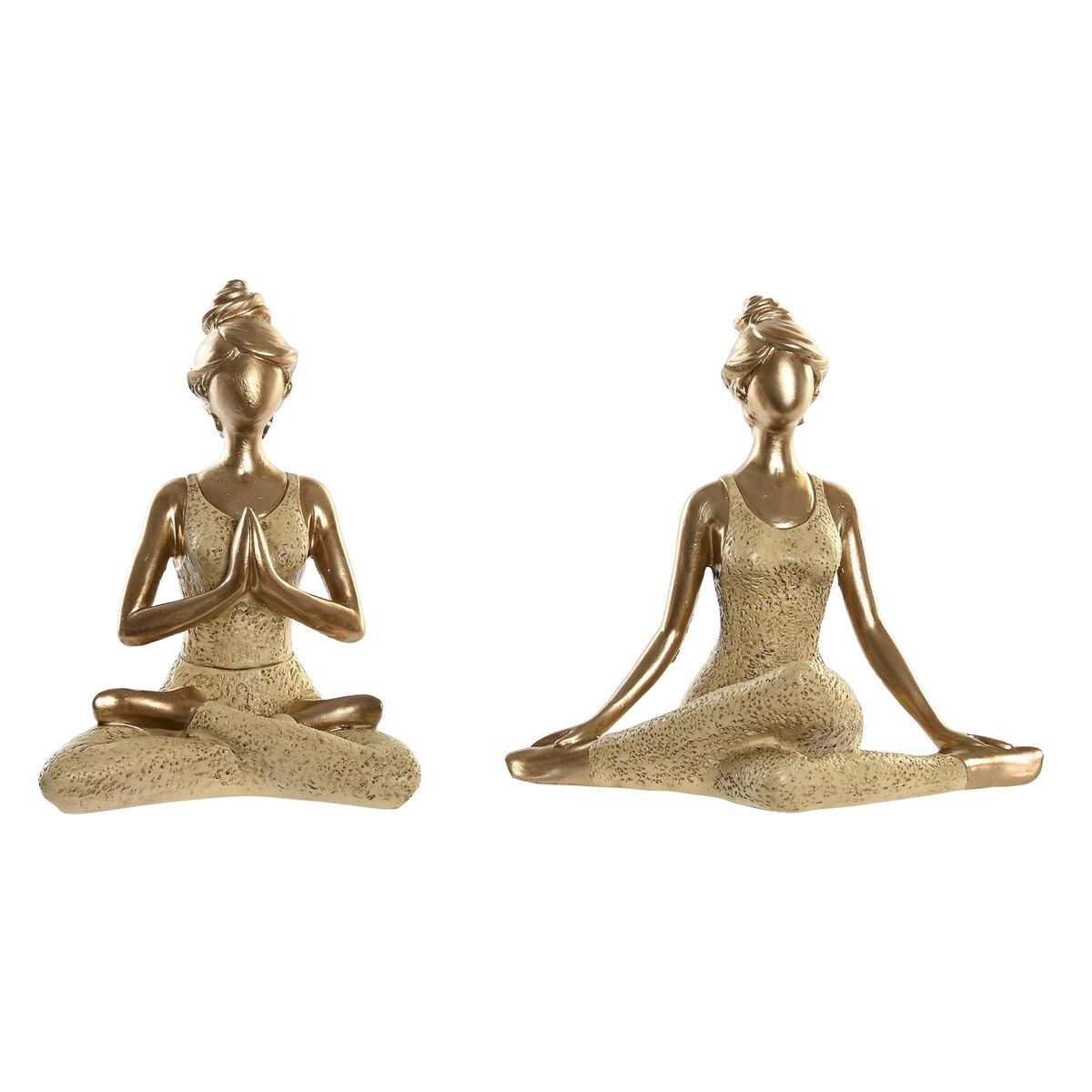 DKD Home Decor - Figura Decorativa DKD Home Decor Dourado Yoga 19,5 x 11,5 x 18 cm (2 Unidades)