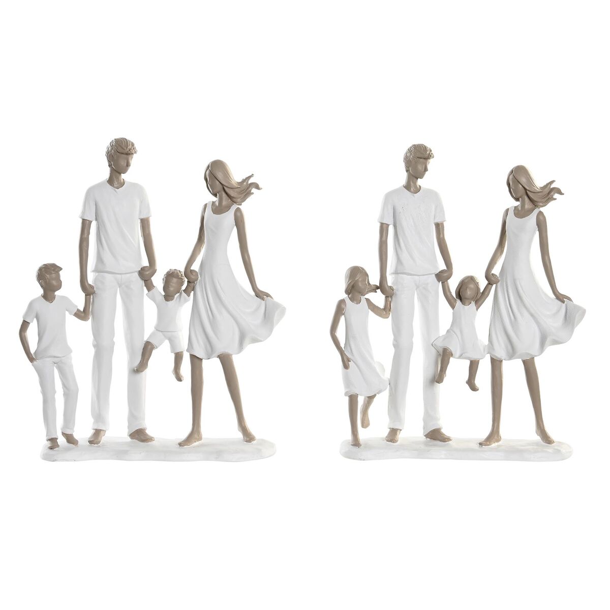 DKD Home Decor - Figura Decorativa DKD Home Decor 20,5 x 7,5 x 24,5 cm 20,5 x 6,5 x 24,5 cm Cinzento Branco Família (2 Unidades)