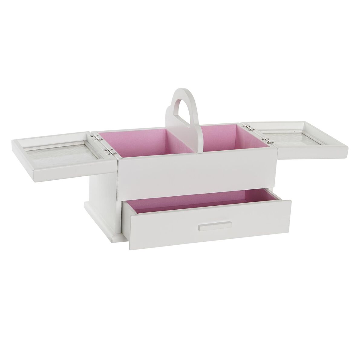 imagem de Guarda-Joias DKD Home Decor 16 x 17 x 28 cm Branco Rosa Claro Madeira MDF2