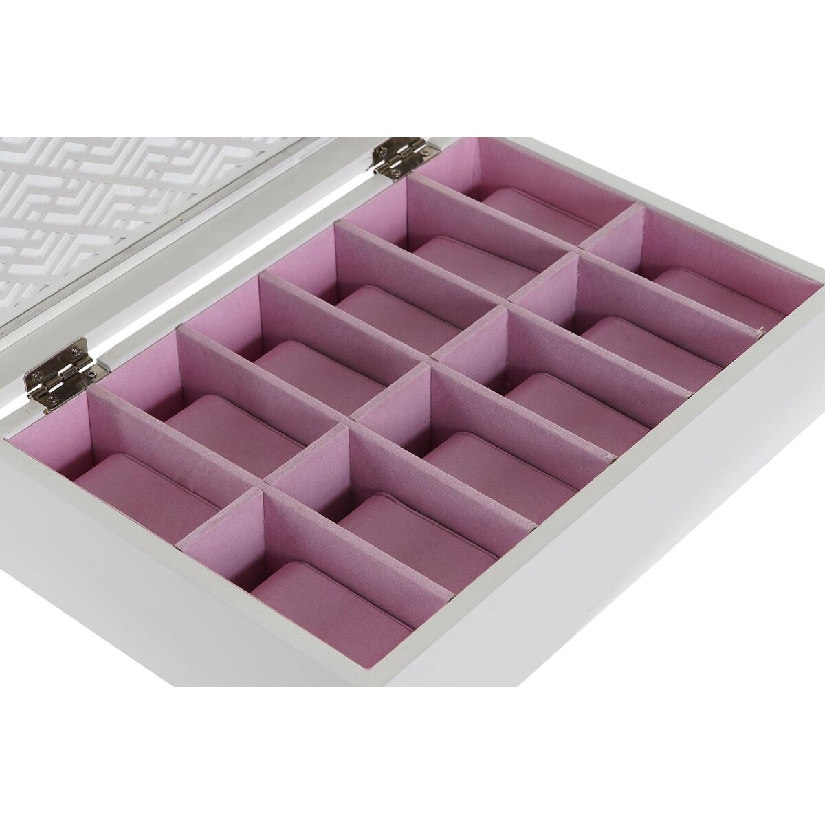 imagem de Caixa para relógios DKD Home Decor 29 x 20 x 9 cm Cristal Branco Rosa Claro Madeira MDF3