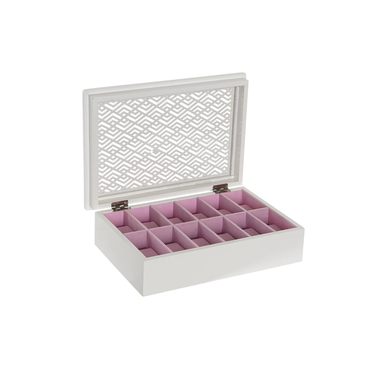 DKD Home Decor - Caixa para relógios DKD Home Decor 29 x 20 x 9 cm Cristal Branco Rosa Claro Madeira MDF