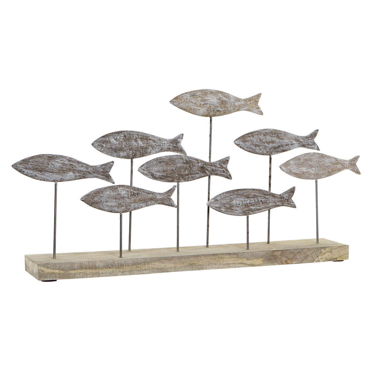 DKD Home Decor - Figura Decorativa DKD Home Decor Natural Castanho Branco Ferro Madeira de mangueira Marinheiro Peixes (65 x 9 x 31 cm)