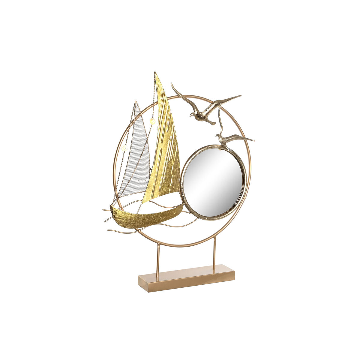 DKD Home Decor - Figura Decorativa DKD Home Decor Espelho Dourado Metal Mediterrâneo (53 x 9 x 67 cm)