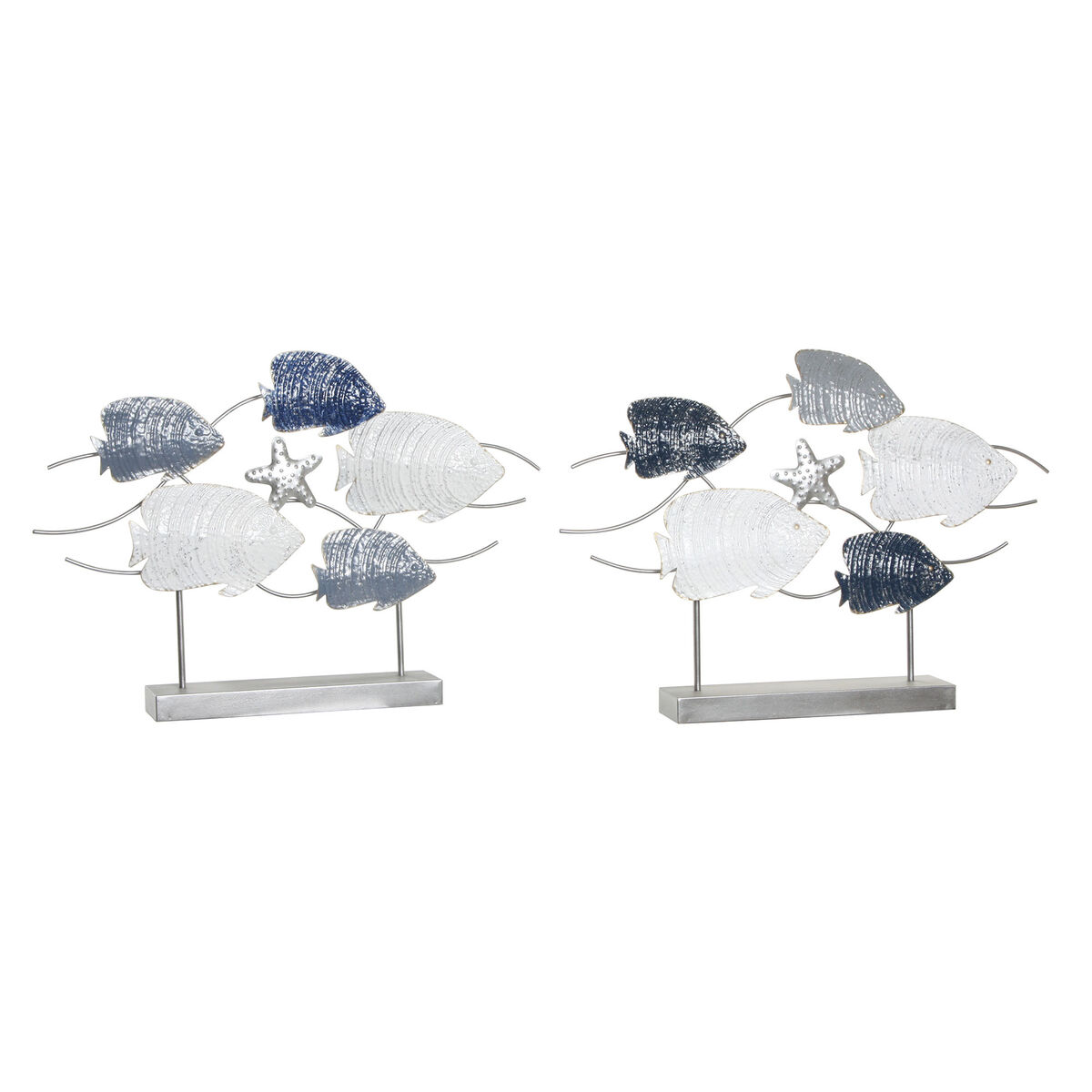 DKD Home Decor - Figura Decorativa DKD Home Decor 63 x 9 x 44 cm Cinzento Azul Branco Espirais (2 Unidades)