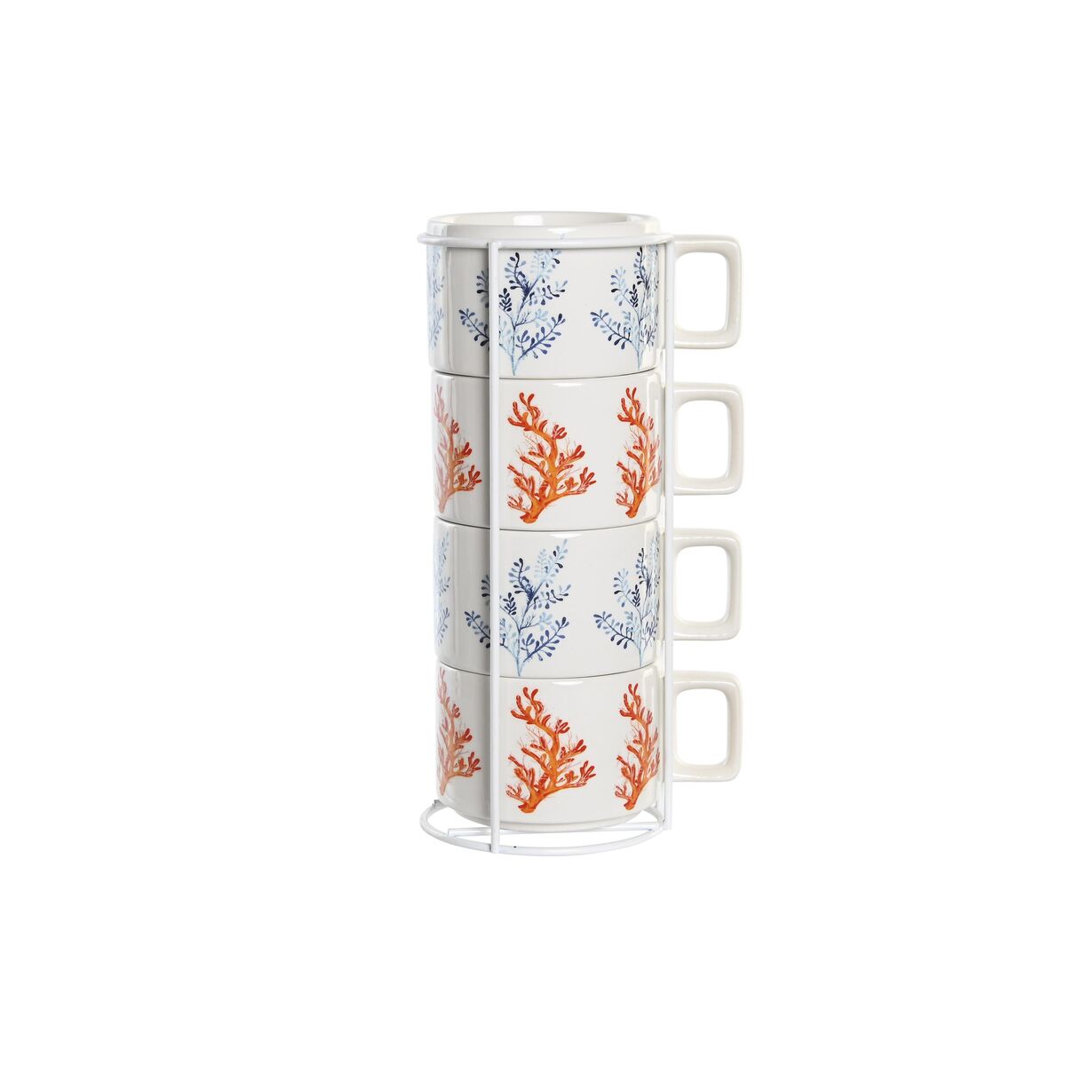 DKD Home Decor - Conjunto de Chávenas de Café DKD Home Decor Azul Metal Fúcsia 260 ml 4 Peças Dolomite