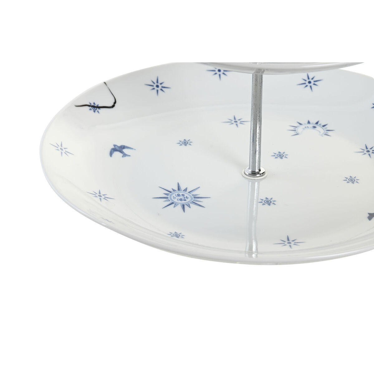 imagem de Fruteira DKD Home Decor 27 x 27 x 34 cm Porcelana Azul Metal Branco2