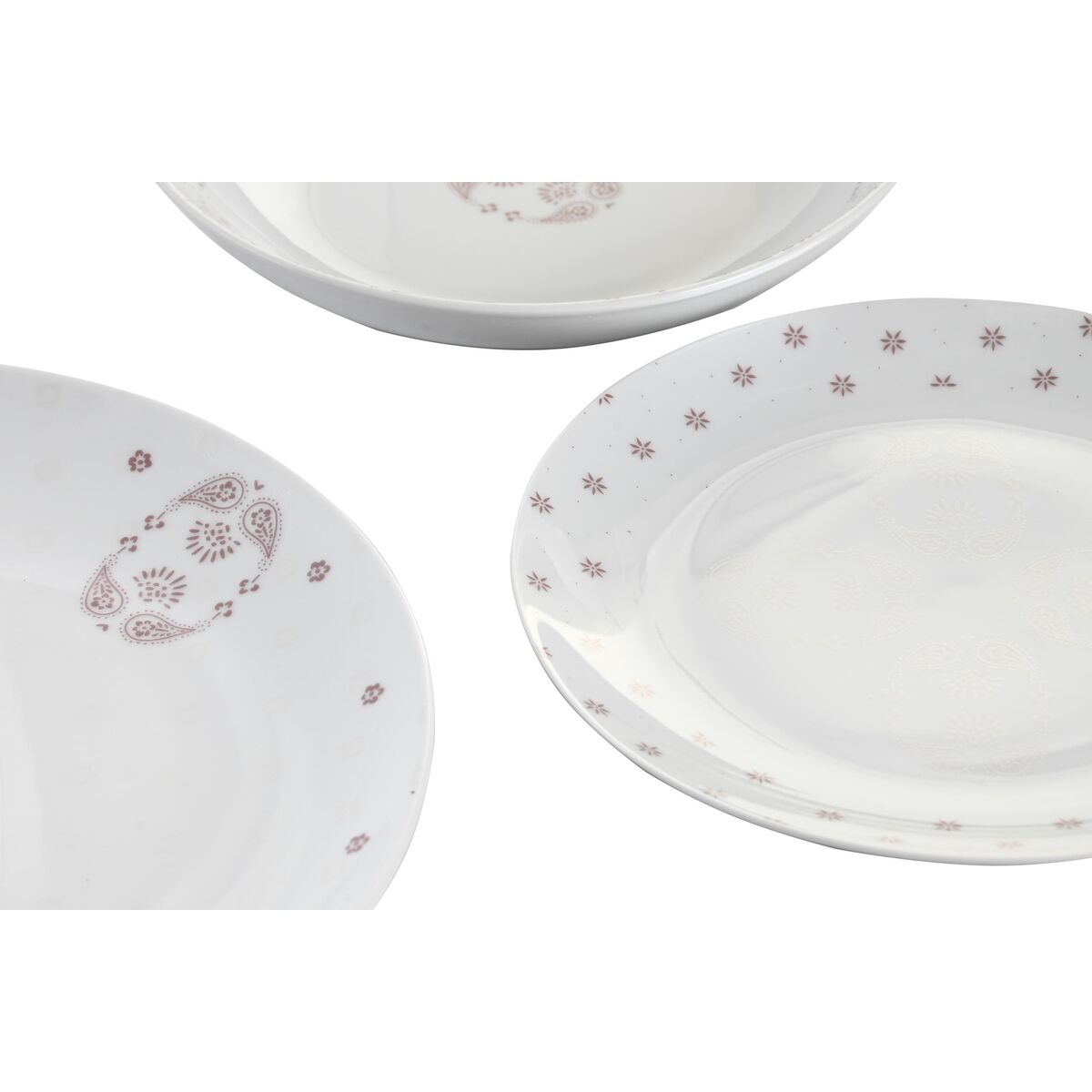 imagem de Conjunto de Louça DKD Home Decor Branco Cor de Rosa Porcelana Scandi 18 Peças 27 x 27 x 3 cm2