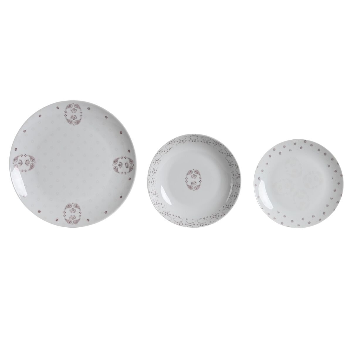 DKD Home Decor - Conjunto de Louça DKD Home Decor Branco Cor de Rosa Porcelana Scandi 18 Peças 27 x 27 x 3 cm