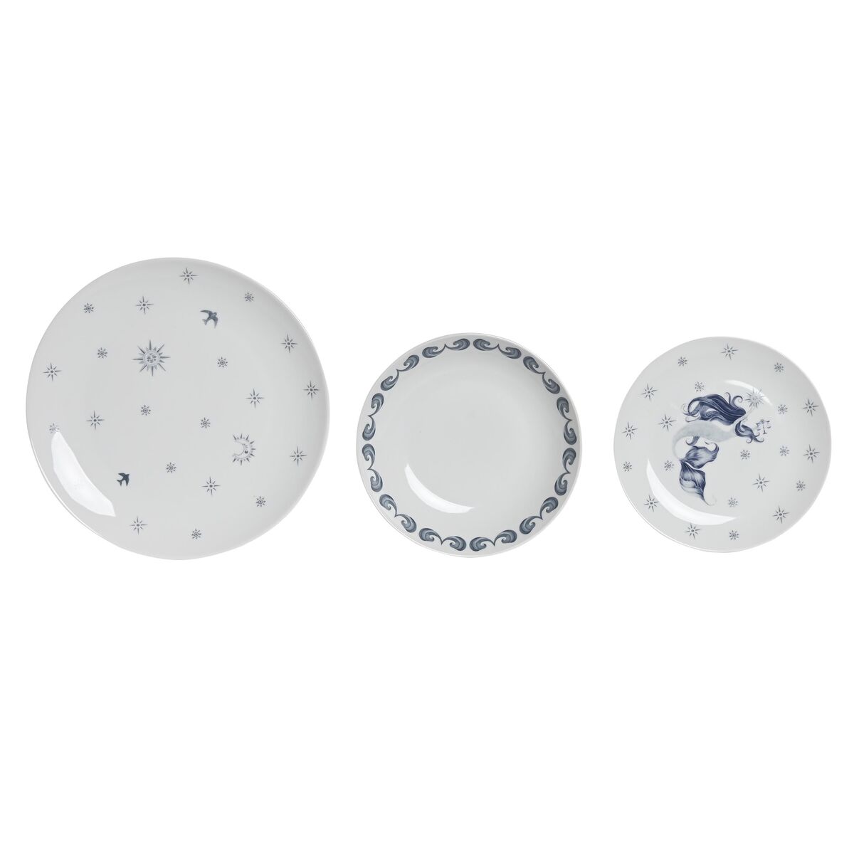 DKD Home Decor - Conjunto de Louça DKD Home Decor Azul Branco Porcelana 18 Peças 27 x 27 x 3 cm