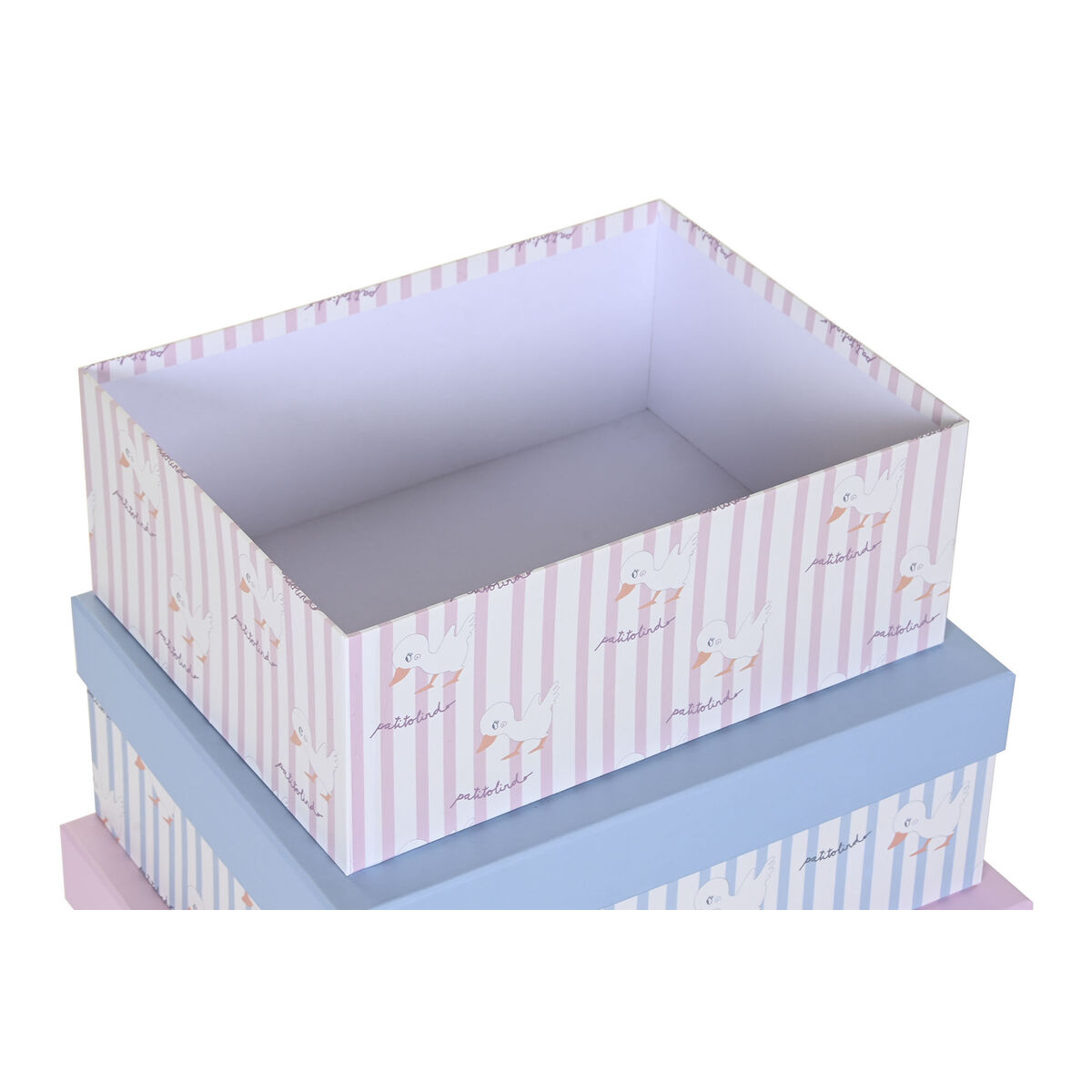 imagem de Conjunto de Caixas de Organização Empilháveis DKD Home Decor Azul Cor de Rosa Cartão (43,5 x 33,5 x 15,5 cm)2