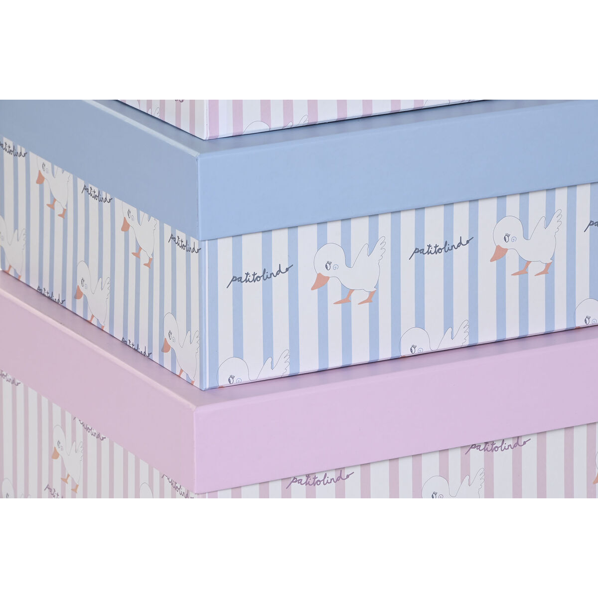 imagem de Conjunto de Caixas de Organização Empilháveis DKD Home Decor Azul Cor de Rosa Cartão (43,5 x 33,5 x 15,5 cm)3