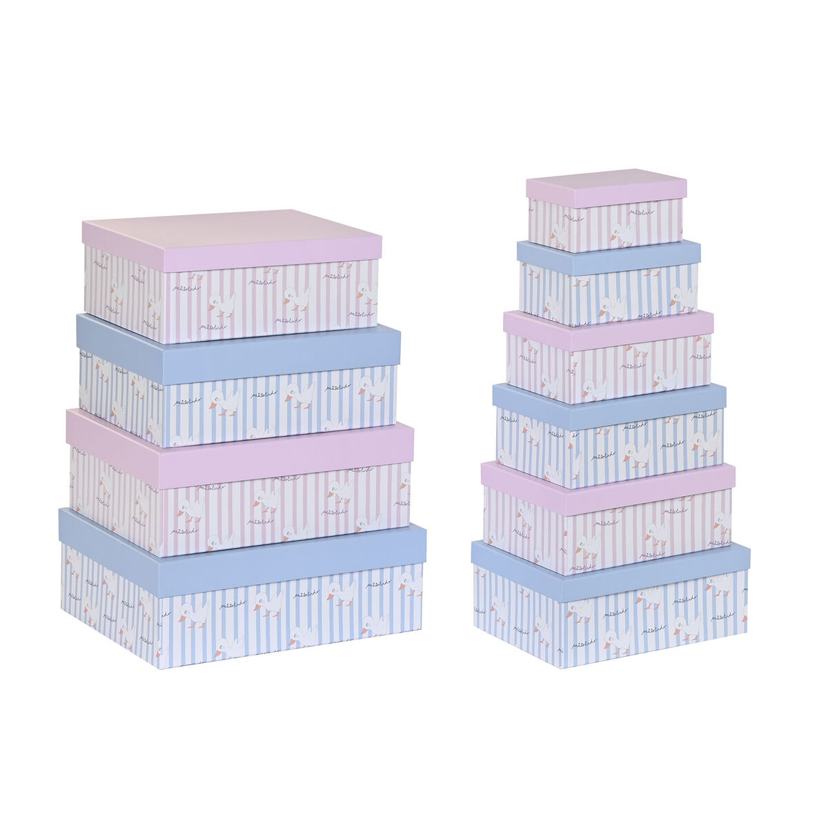 DKD Home Decor - Conjunto de Caixas de Organização Empilháveis DKD Home Decor Azul Cor de Rosa Cartão (43,5 x 33,5 x 15,5 cm)