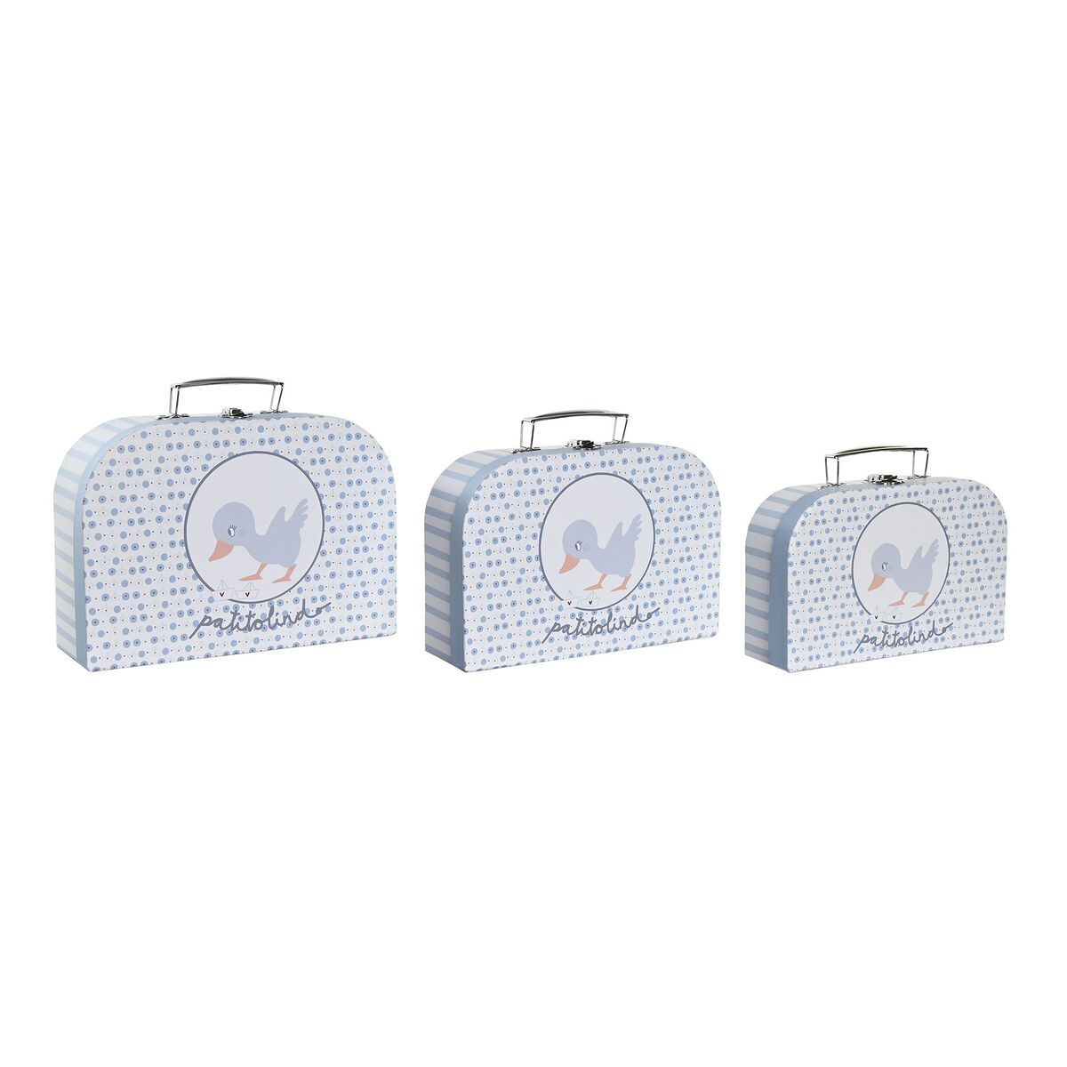 DKD Home Decor - Jogo de Caixas Decorativas DKD Home Decor 28 x 9,5 x 20 cm Azul Metal Multicolor Cartão