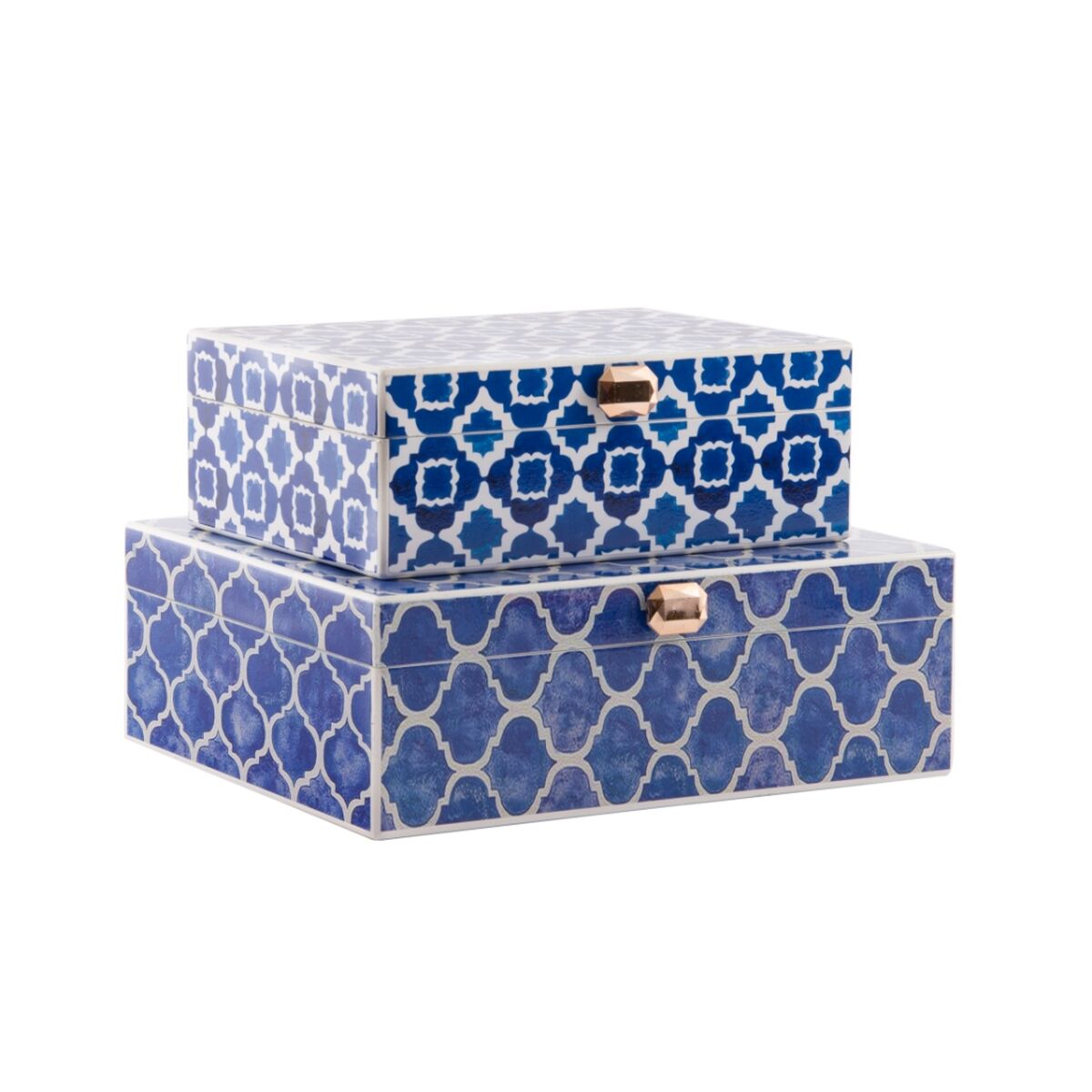 DKD Home Decor - Guarda-Joias DKD Home Decor Azul Azul Marinho Madeira 24 x 20 x 8 cm (2 Unidades)