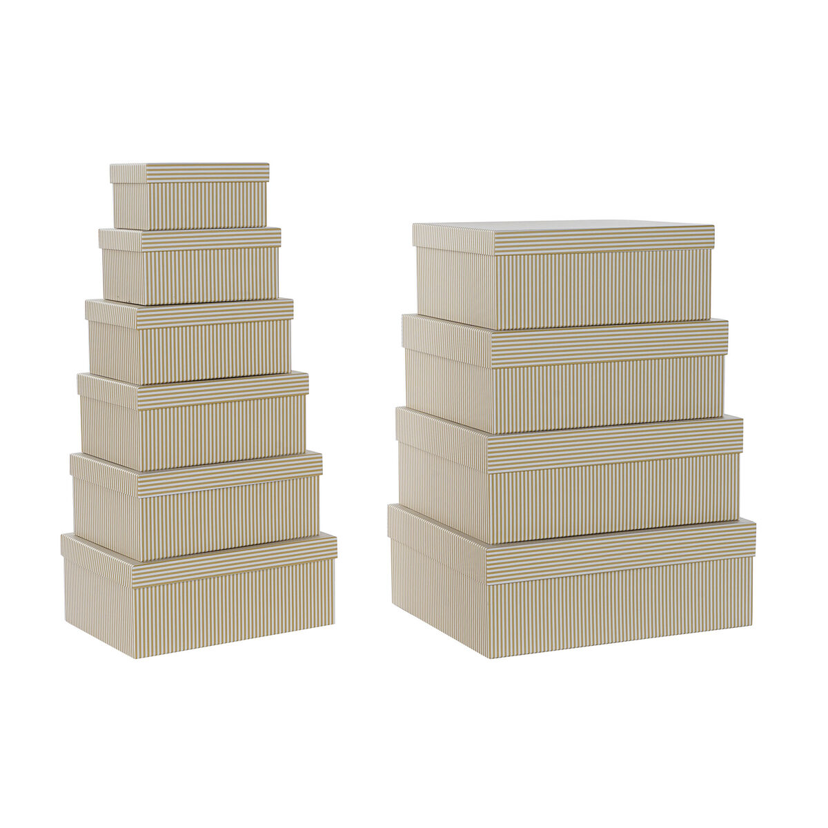 DKD Home Decor - Conjunto de Caixas de Organização Empilháveis DKD Home Decor Branco Quadrado Cartão Mostarda (43,5 x 33,5 x 15,5 cm)