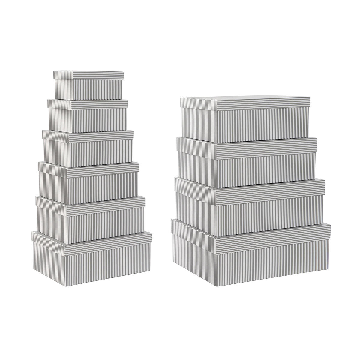 imagem de Conjunto de Caixas de Organização Empilháveis DKD Home Decor Cinzento Branco Quadrado Cartão (43,5 x 33,5 x 15,5 cm)1