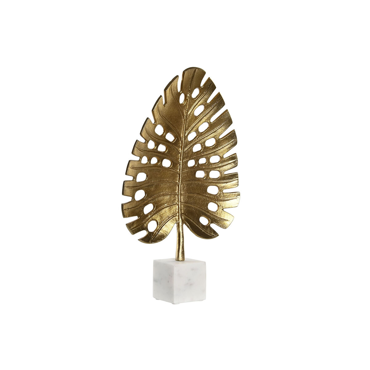 DKD Home Decor - Figura Decorativa DKD Home Decor 28 x 7,5 x 47 cm Dourado Branco Tropical Folha de planta