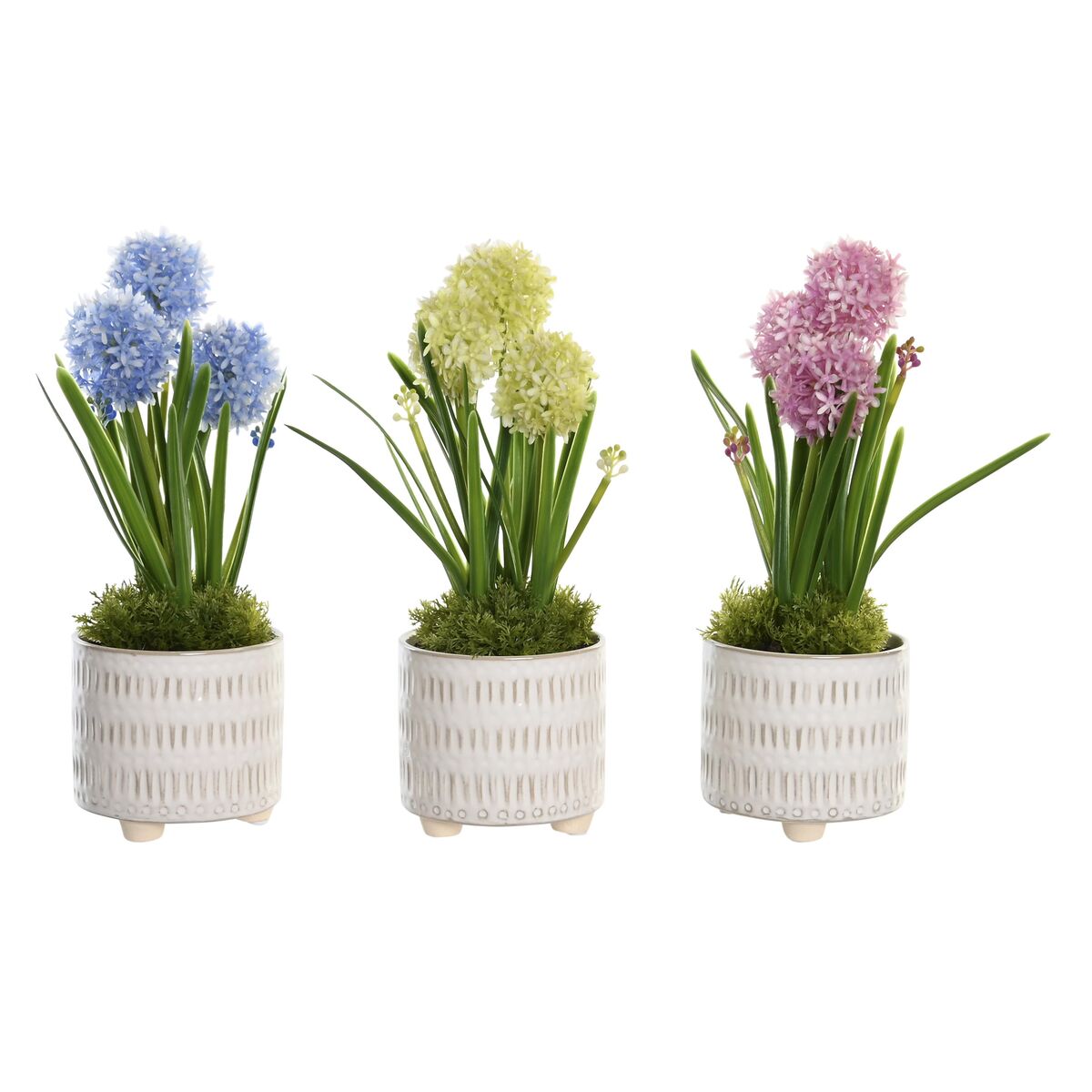 imagem de Planta Decorativa DKD Home Decor Espuma Azul Cor de Rosa Amarelo Polipropileno 15 x 15 x 30 cm (3 Peças)1