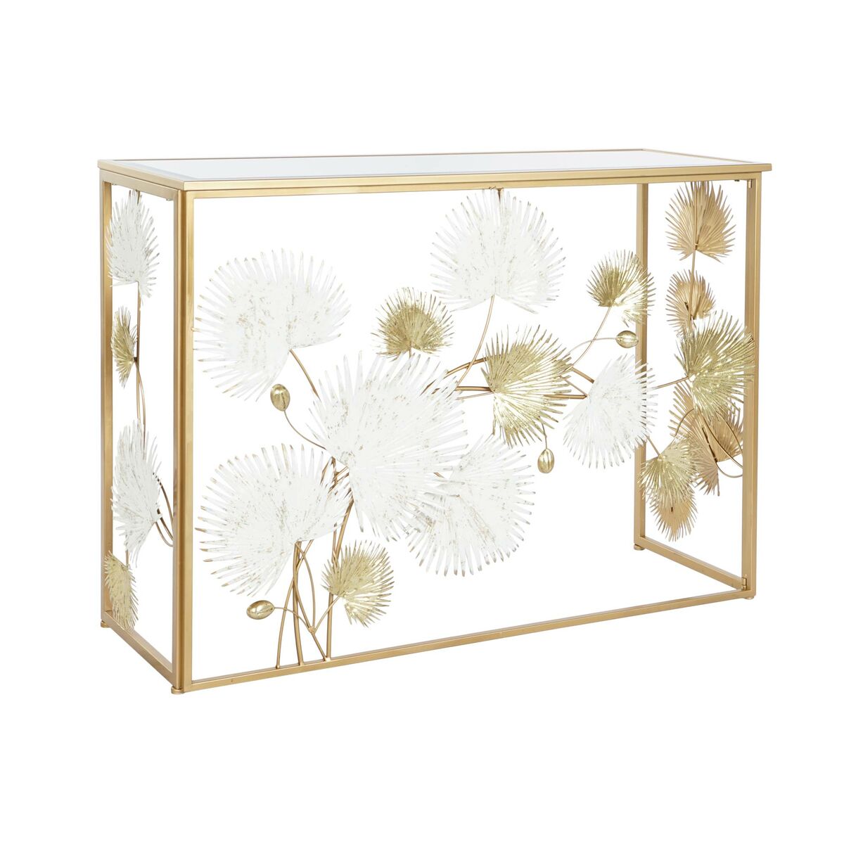 DKD Home Decor - Consola DKD Home Decor Branco Dourado Metal Espelho 108 x 37 x 80 cm