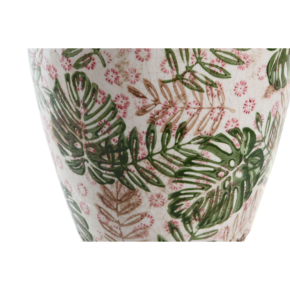 imagem de Vaso DKD Home Decor Castanho Branco Verde Grés Tropical 18 x 18 x 25 cm Folha de planta3