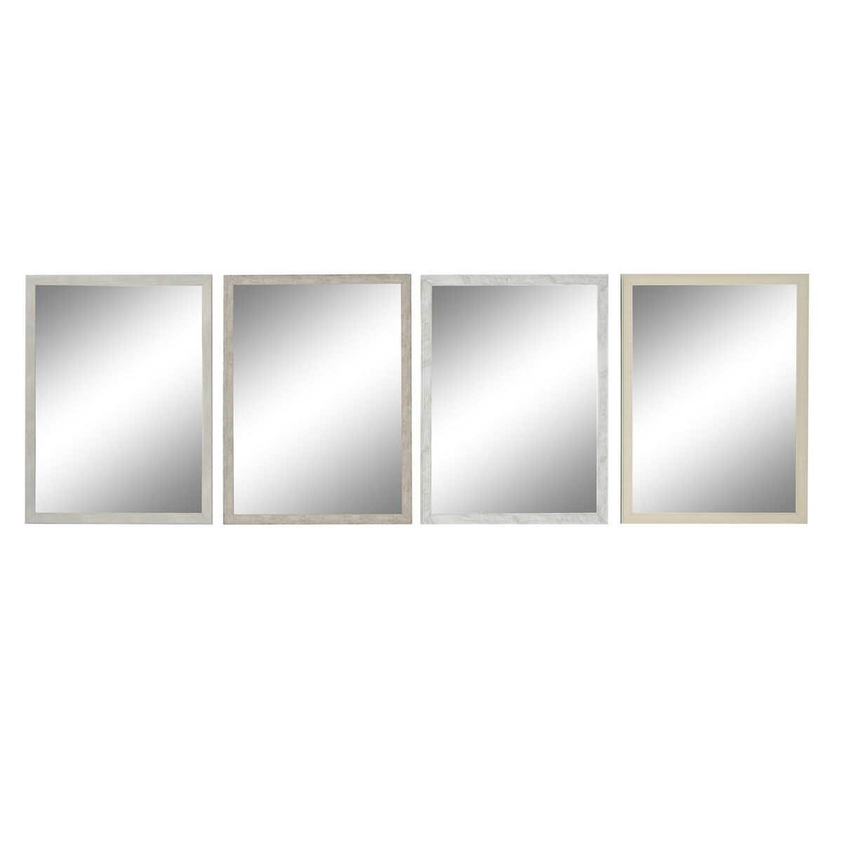 DKD Home Decor - Espelho de parede DKD Home Decor 56 x 2 x 76 cm Cristal Cinzento Bege Branco poliestireno (4 Unidades)