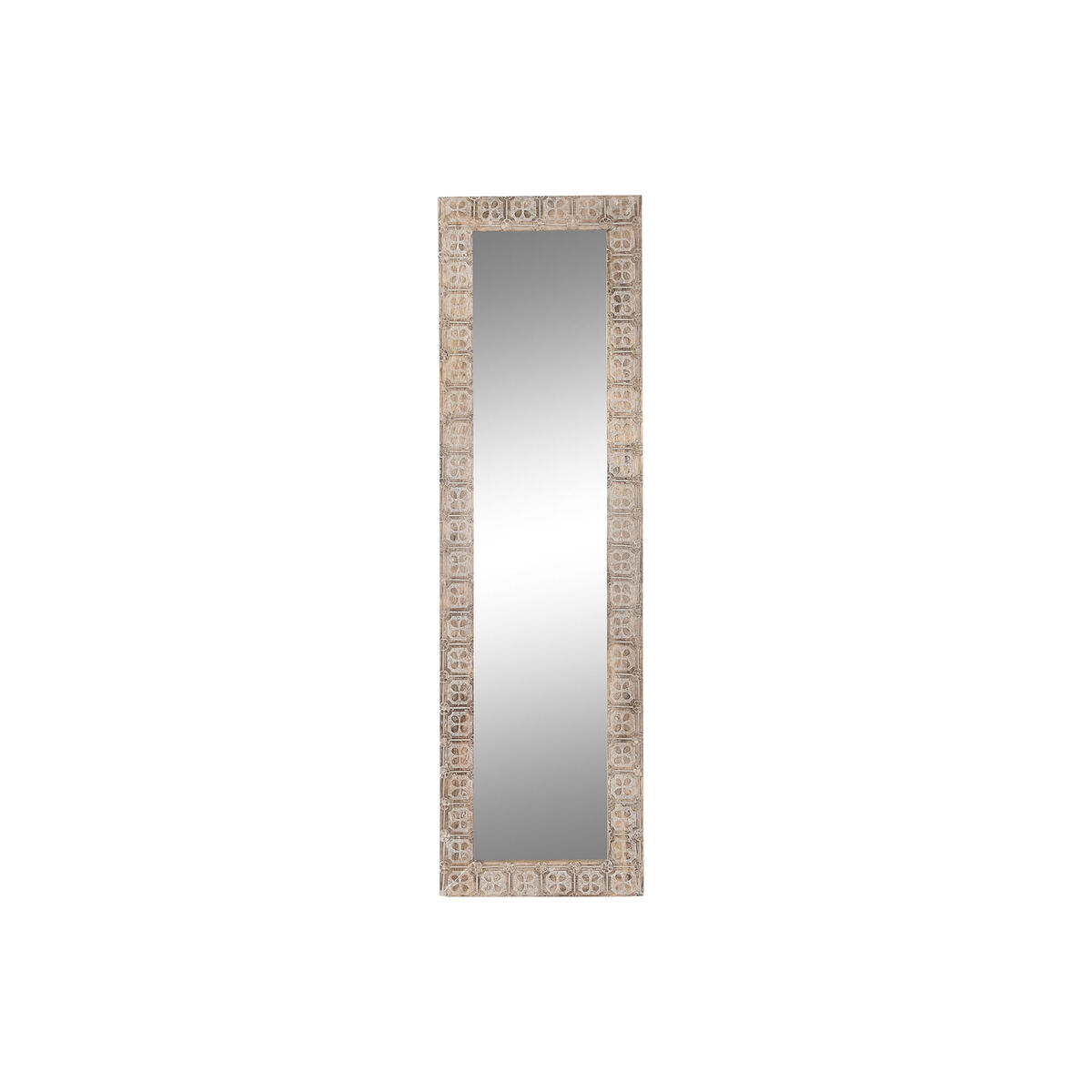 DKD Home Decor - Espelho de parede DKD Home Decor 44 x 3 x 150 cm Cristal Castanho Branco Madeira de mangueira Índio Madeira MDF Decapé