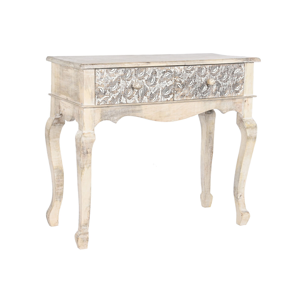 DKD Home Decor - Mesa de apoio DKD Home Decor Branco Natural Madeira de mangueira 91 x 42 x 81 cm