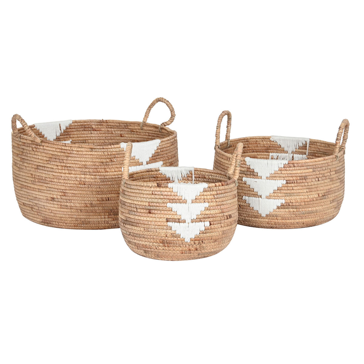 imagem de Conjunto de Cestas DKD Home Decor Branco Natural Corda Zostera marina Boho 55 x 55 x 40 cm3