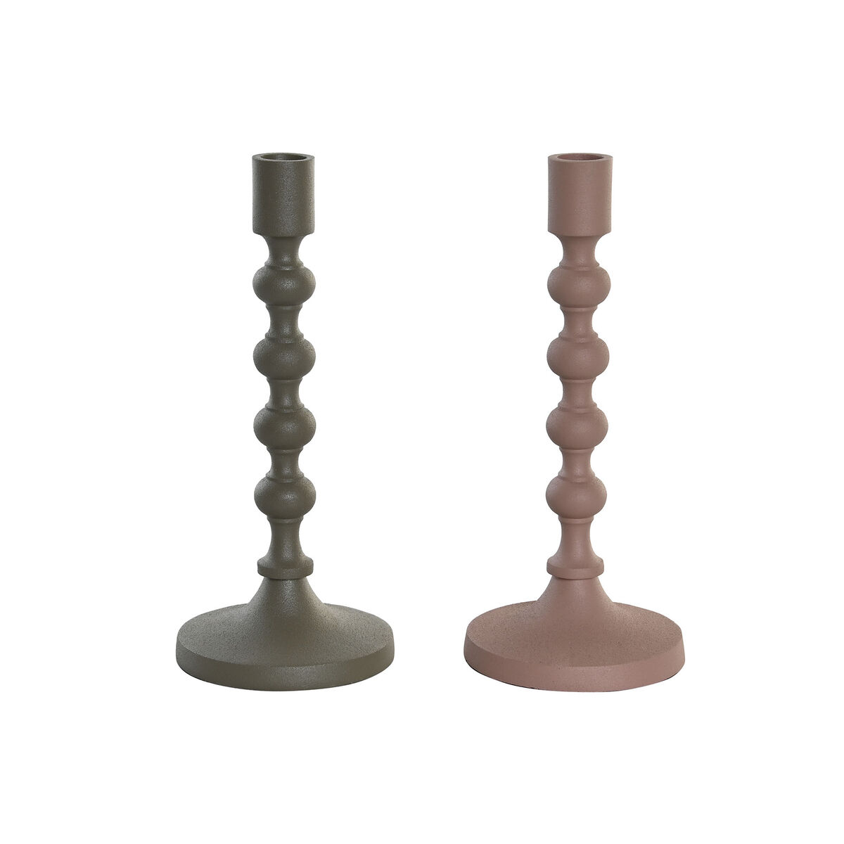 DKD Home Decor - Candelabro DKD Home Decor 10,5 x 10,5 x 23,5 cm Cor de Rosa Alumínio Verde (2 Unidades)