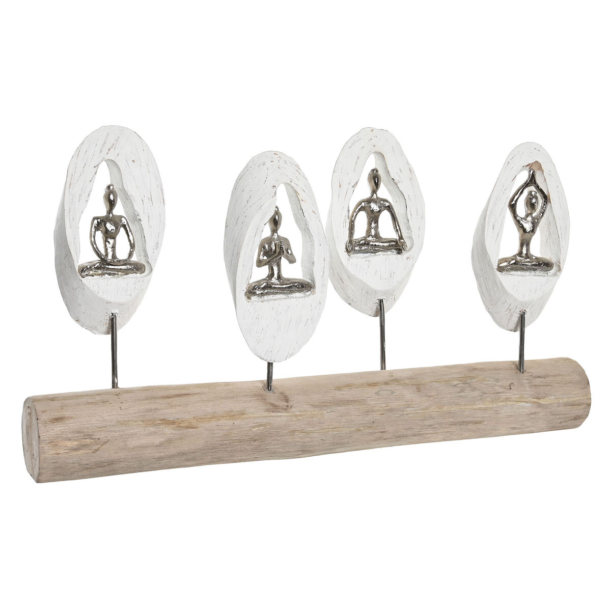 DKD Home Decor - Figura Decorativa DKD Home Decor 56 x 8 x 31 cm Castanho Alumínio Branco Madeira de mangueira Yoga