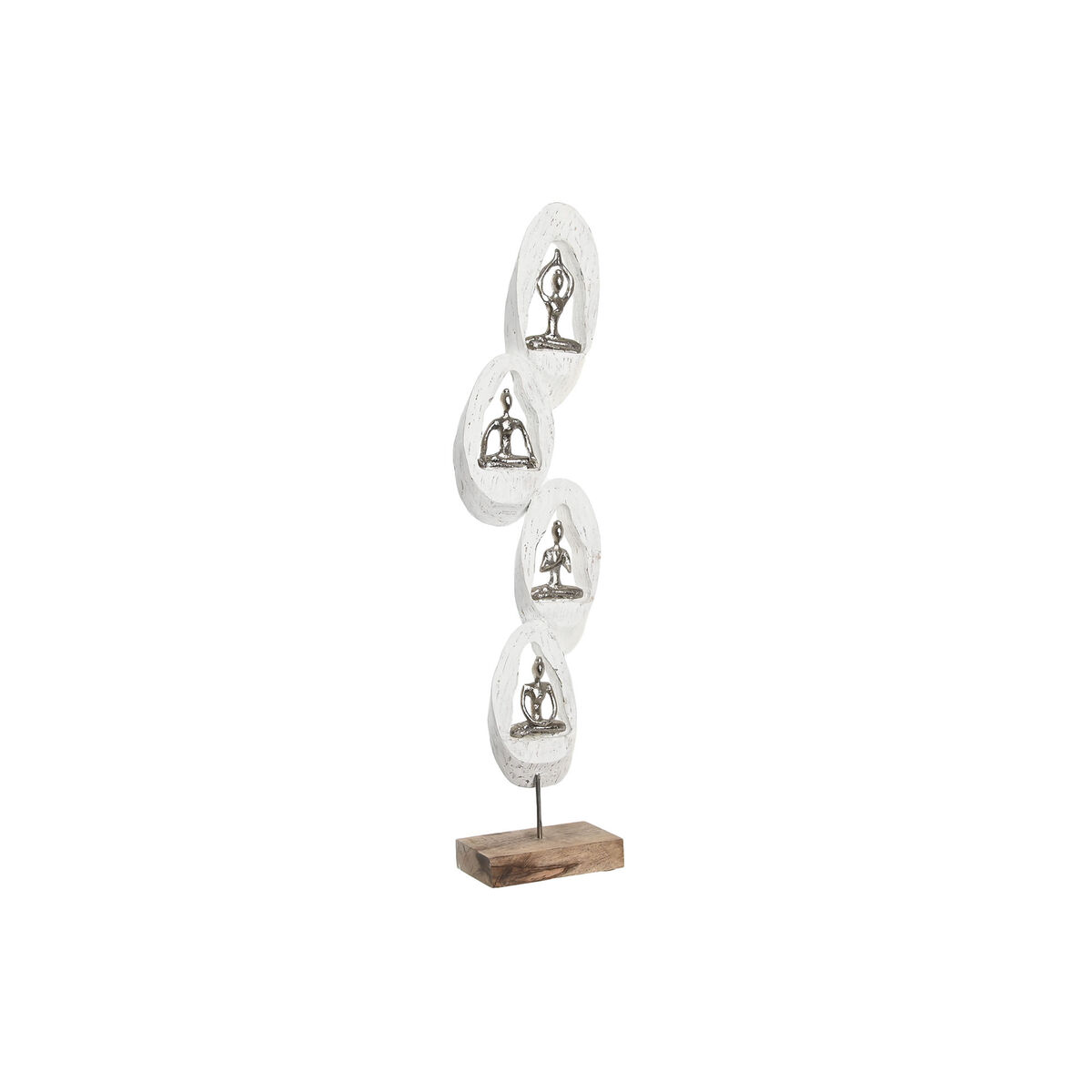 DKD Home Decor - Figura Decorativa DKD Home Decor 18 x 9 x 69 cm Castanho Alumínio Branco Madeira de mangueira Yoga