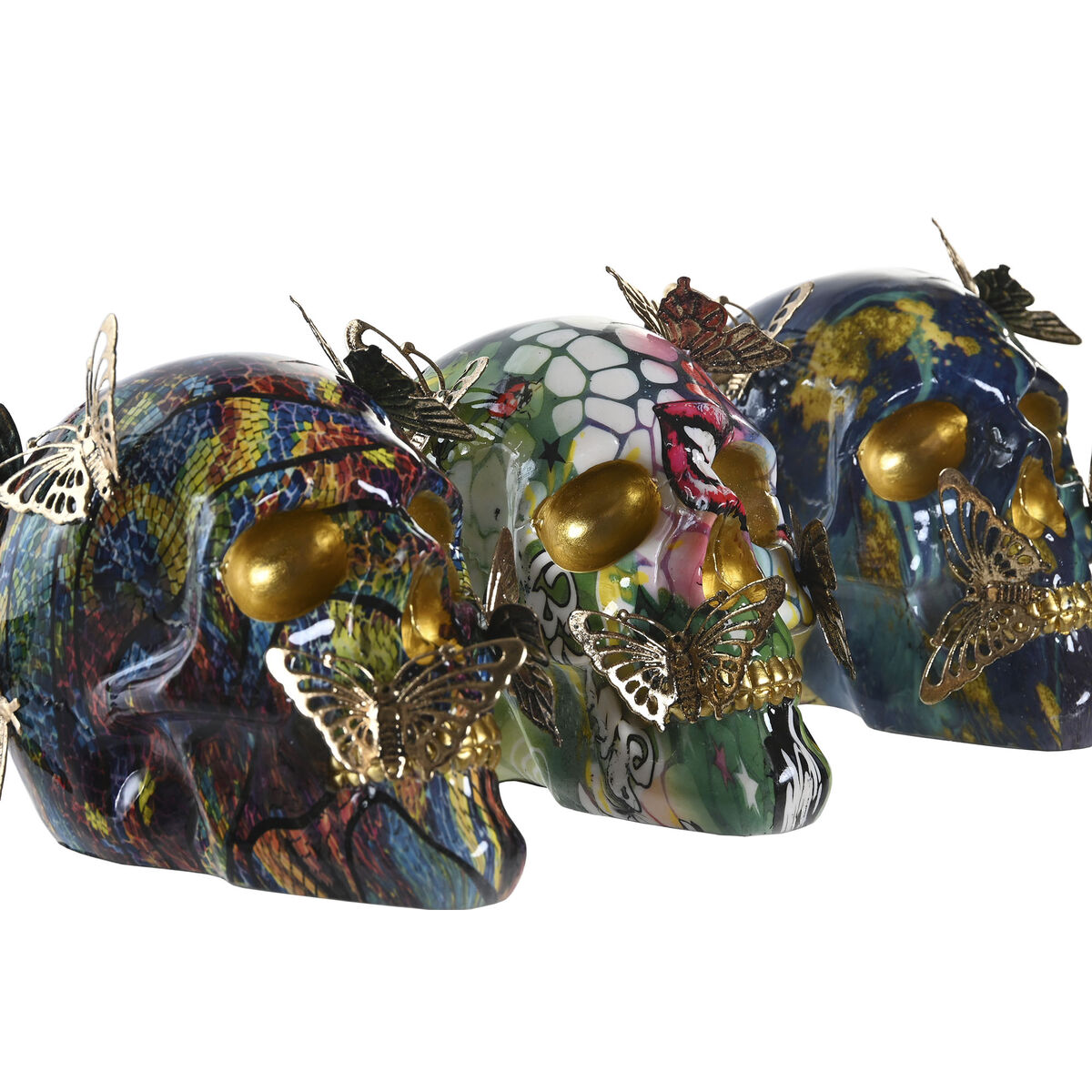 imagem de Figura Decorativa DKD Home Decor 15,5 x 10,5 x 11 cm Multicolor Caveira (3 Unidades)2