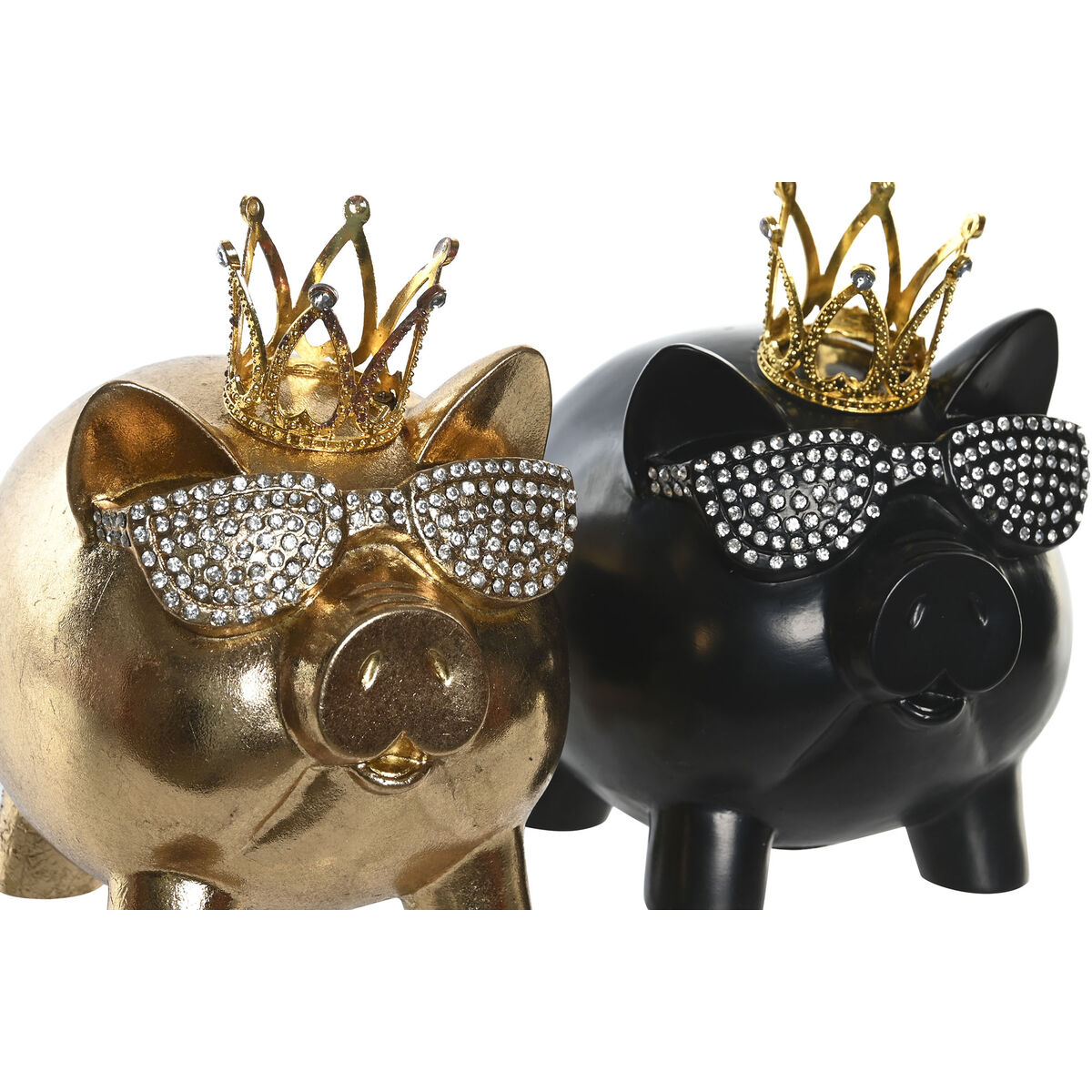 imagem de Figura Decorativa DKD Home Decor 13,5 x 11 x 14 cm Preto Dourado Porco (2 Unidades)2