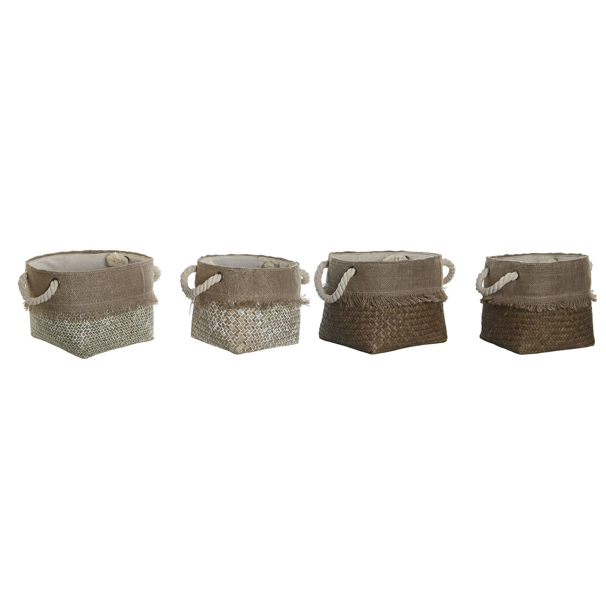 DKD Home Decor - Conjunto de Cestas DKD Home Decor 28 x 28 x 20 cm Mediterrâneo (2 Unidades)