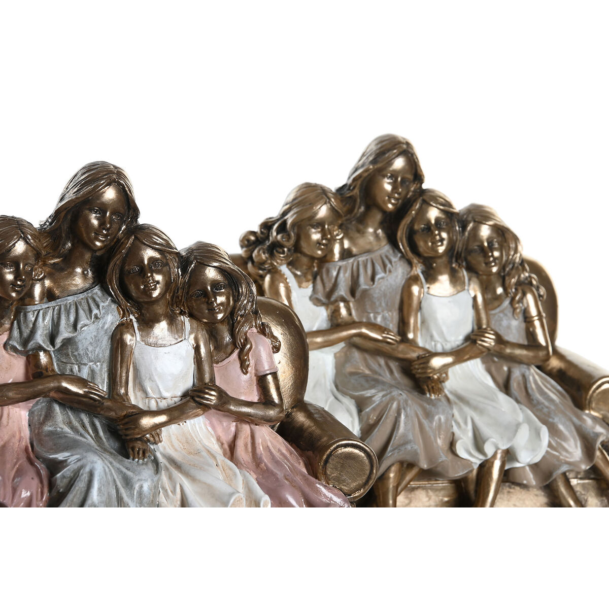 imagem de Figura Decorativa DKD Home Decor 17 x 10,5 x 15,5 cm Cor de Rosa Dourado Branco (2 Unidades)3