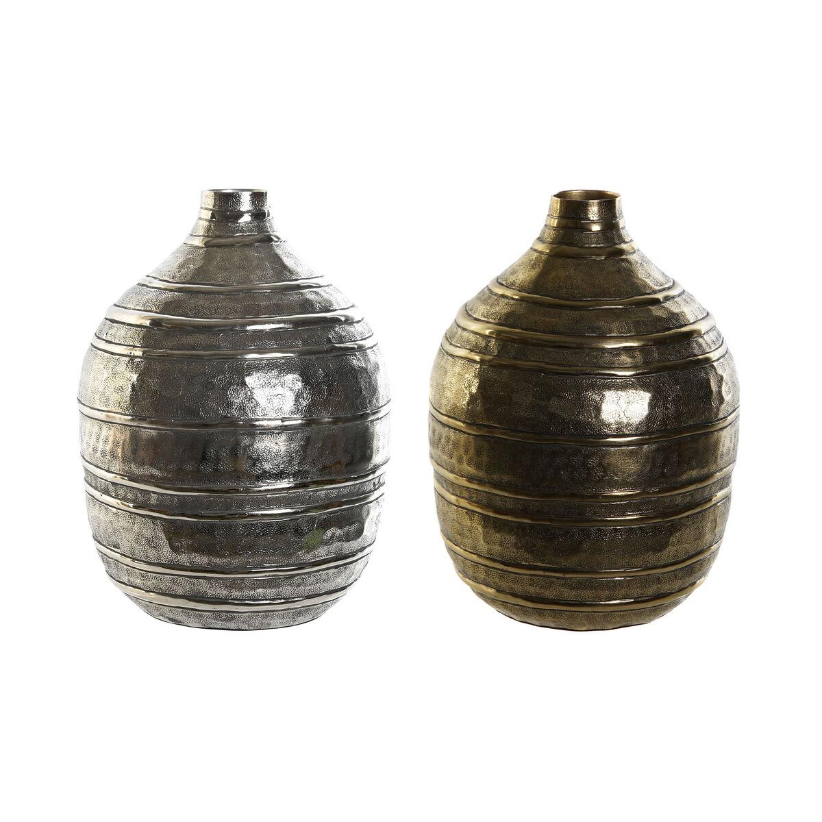 DKD Home Decor - Vaso DKD Home Decor 20 x 20 x 28,5 cm Prateado Dourado Alumínio Moderno (2 Unidades)