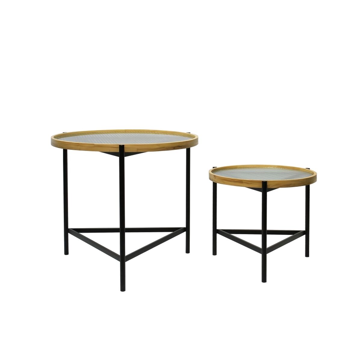 DKD Home Decor - Conjunto de 2 mesas DKD Home Decor Preto 64 x 64 x 55 cm Cristal Metal