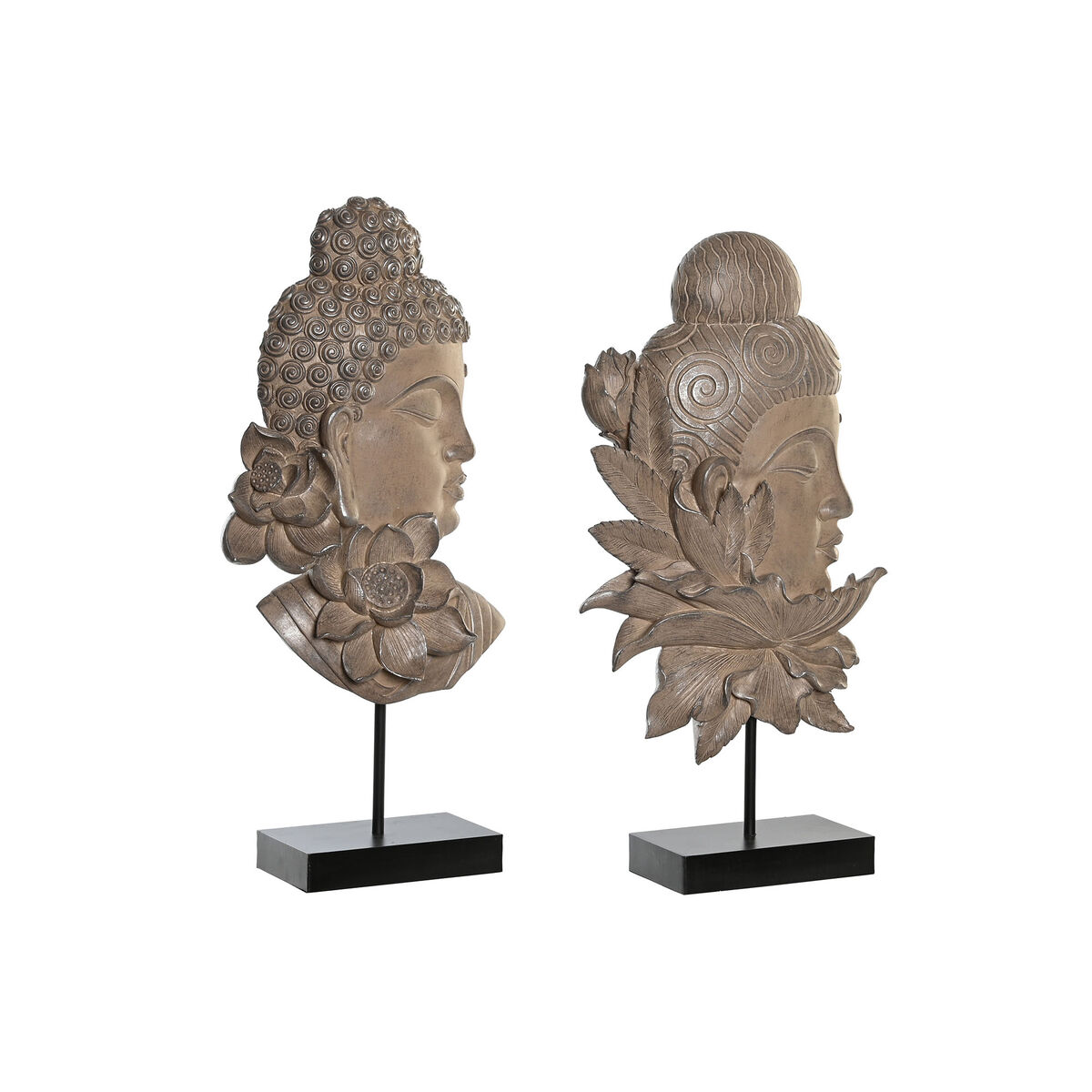 DKD Home Decor - Figura Decorativa DKD Home Decor 23 x 8 x 42 cm Preto Castanho Buda Oriental (2 Unidades)