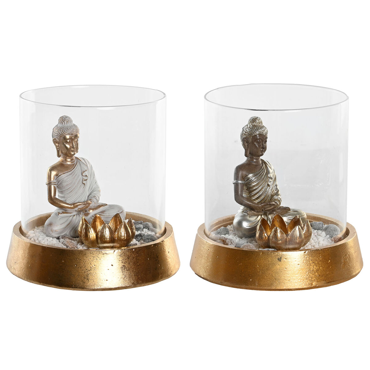 DKD Home Decor - Figura Decorativa DKD Home Decor Prateado Dourado Oriental 16 x 16 x 18 cm (2 Unidades)